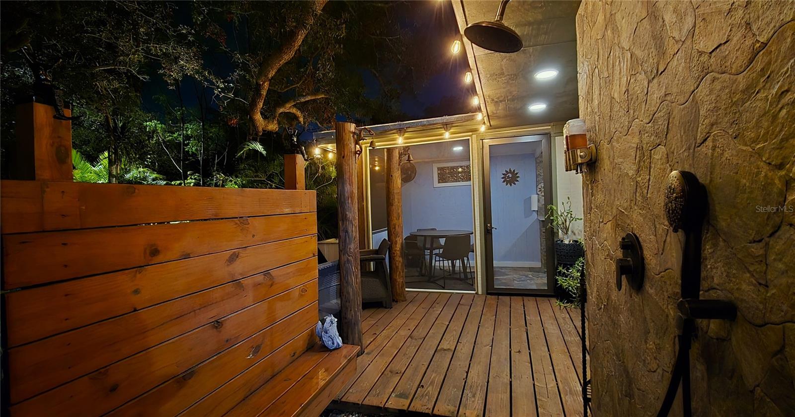 Outdoor Shower at Night