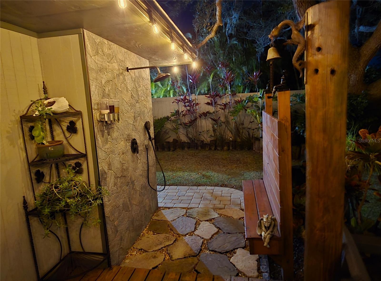 Outdoor Shower at Night