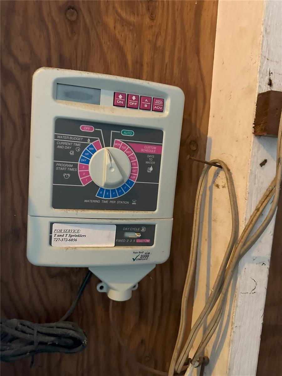 Irrigation Control in Carport Laundry Room