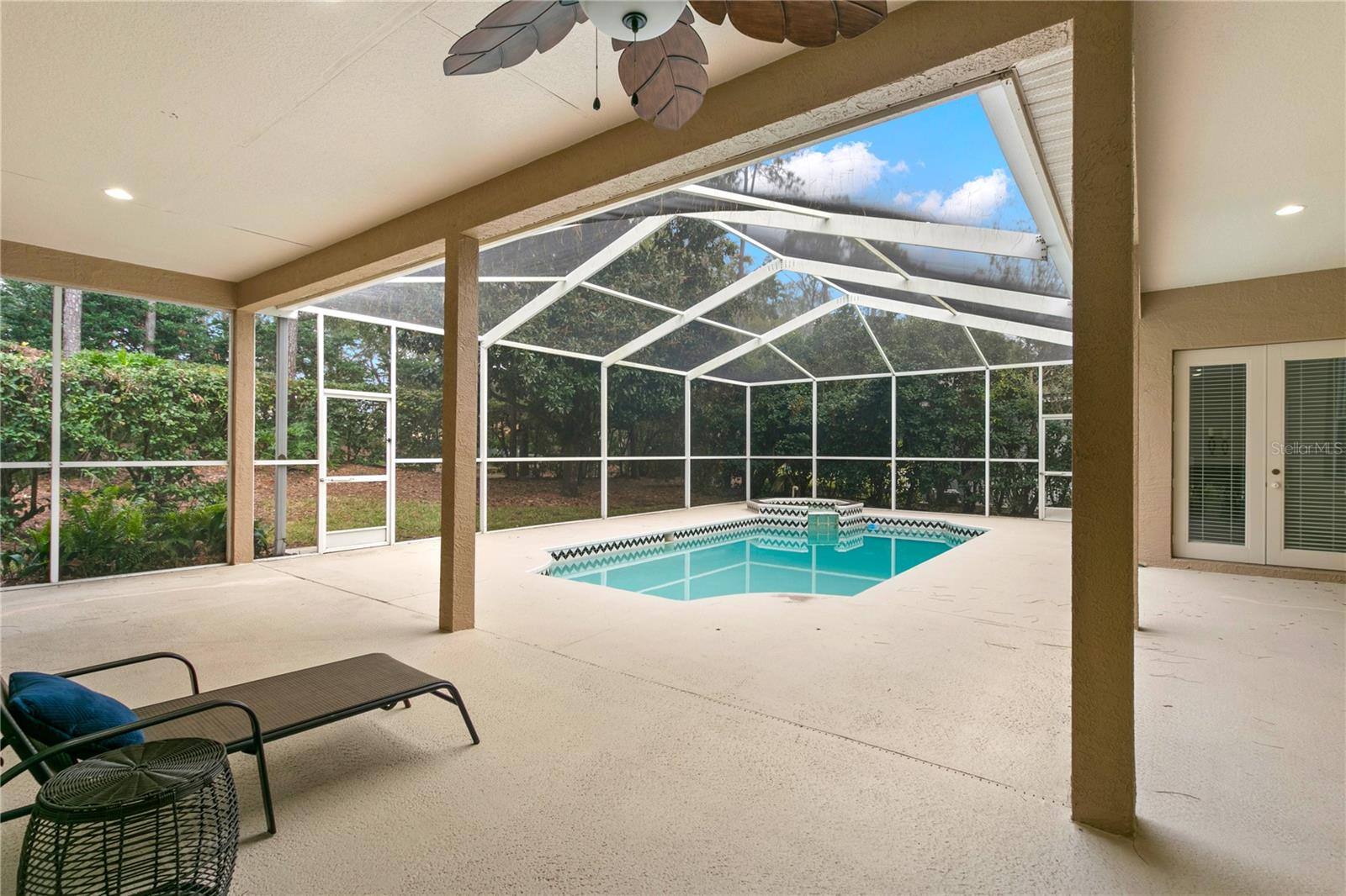 Outdoor pool with great covered space