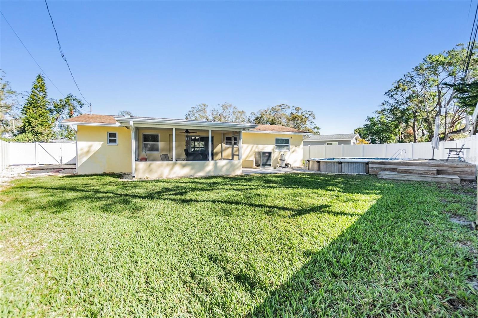 Oversized back yard completely fenced in.