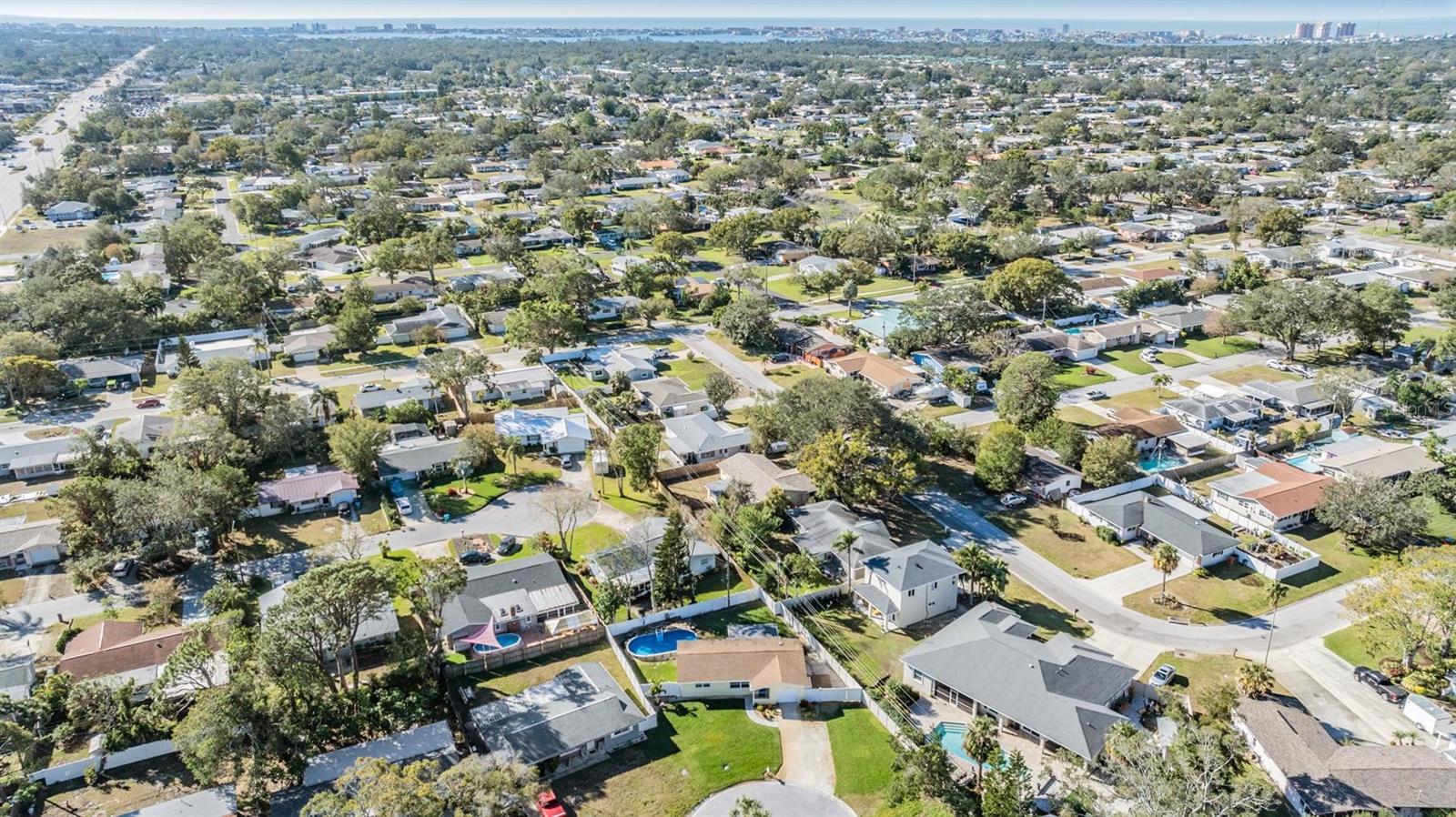 Aerial showing neighborhood.