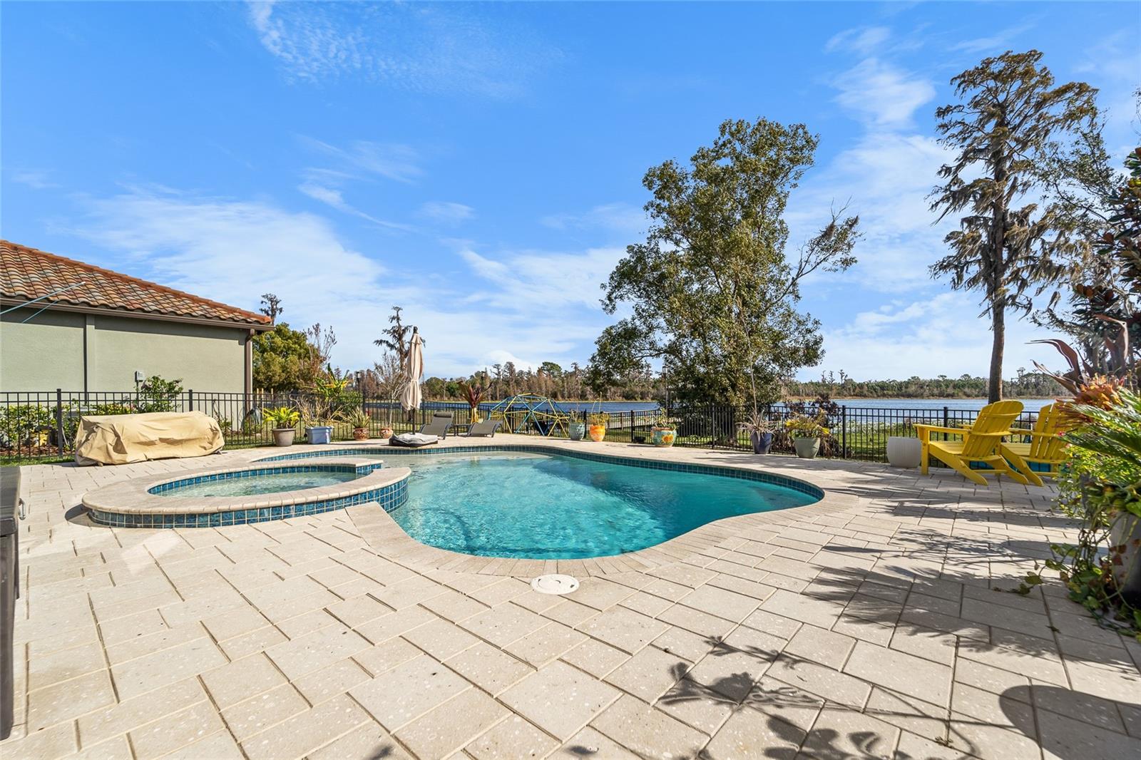 Pool overlooking lake