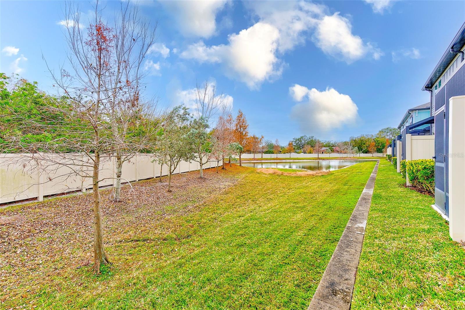 Back of building and retention pond