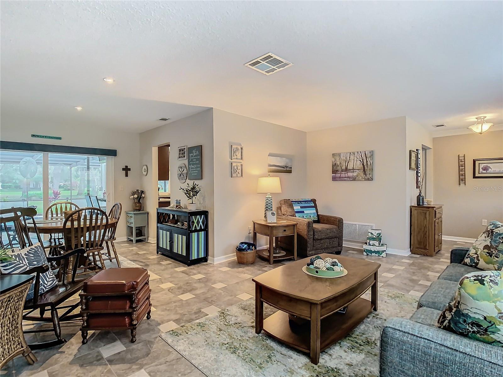 Living room and dining room