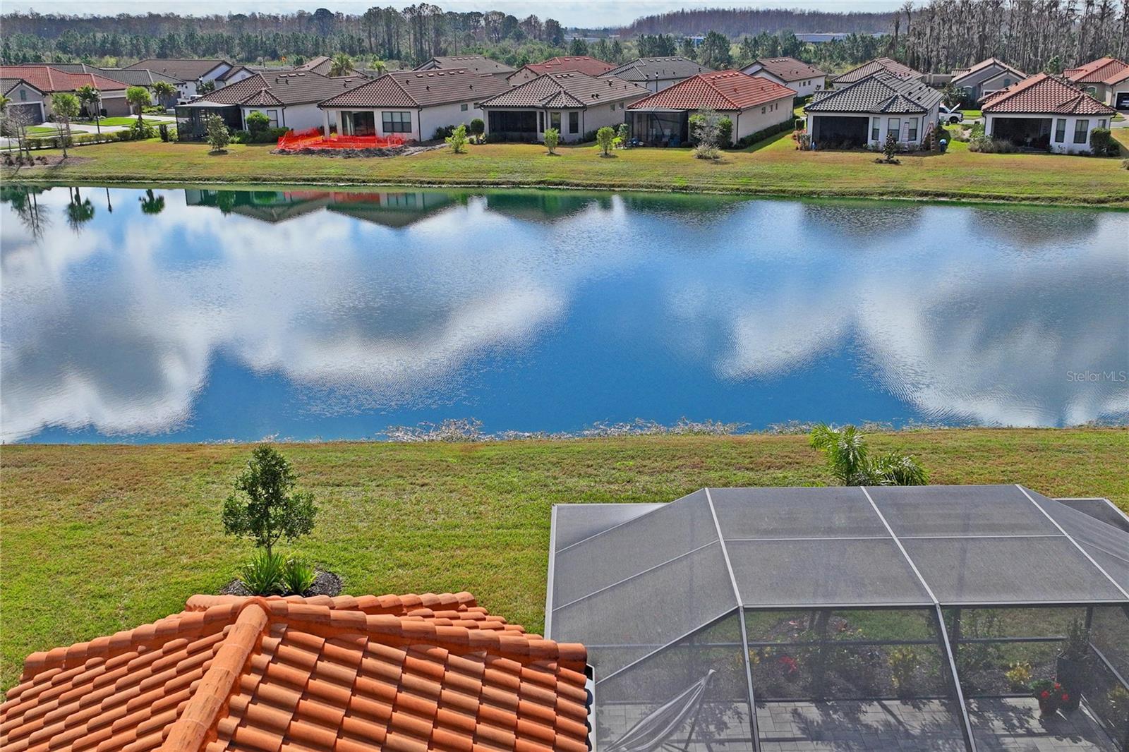 Aerial view of the backyard