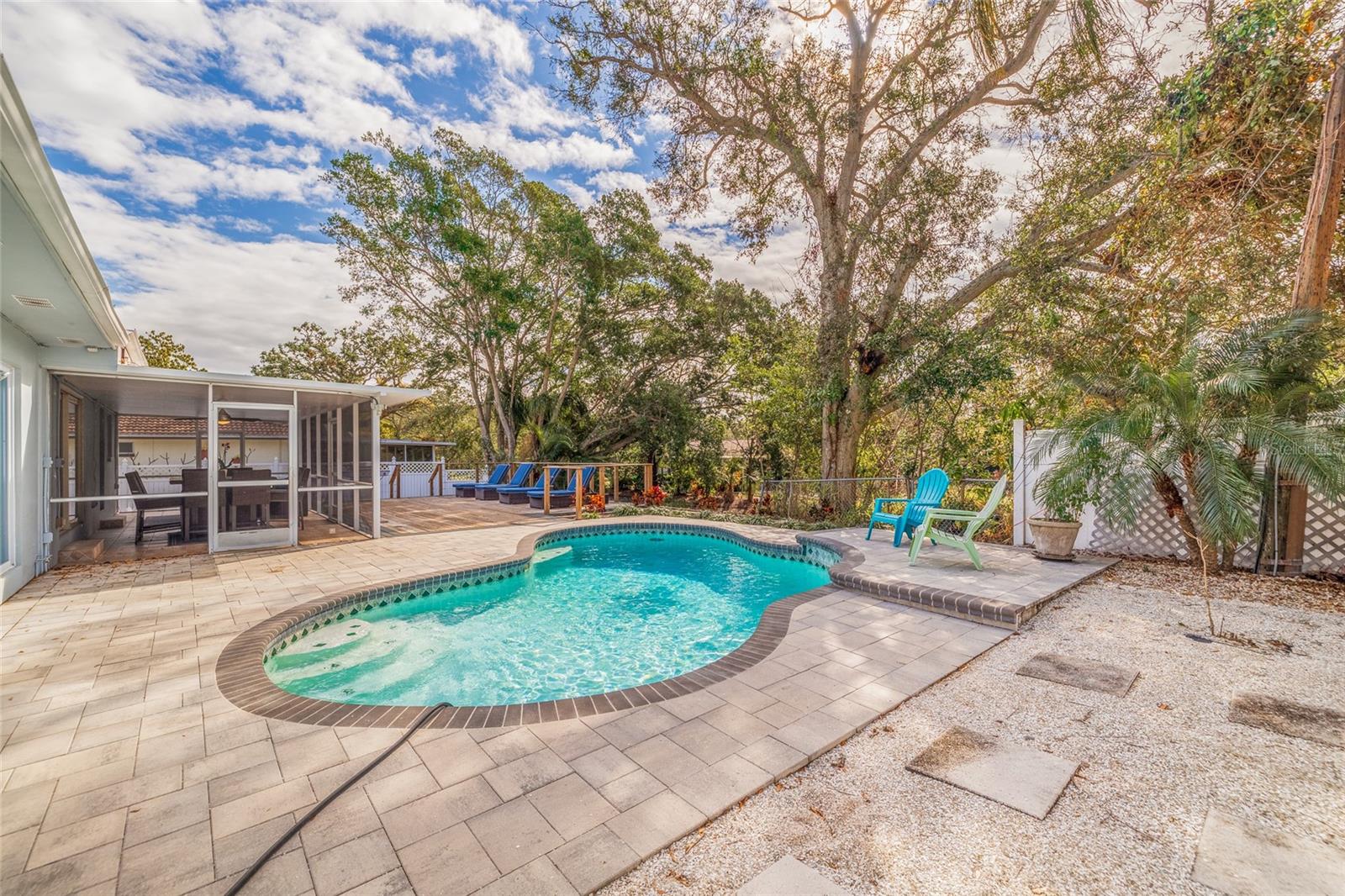 Pool, screened porch, and sun deck.