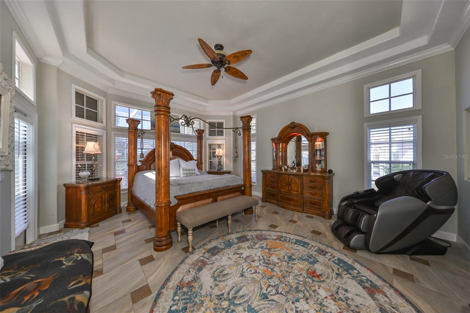 Primary Bedroom Ensuite Double Tray Ceiling, Porcelain Tile