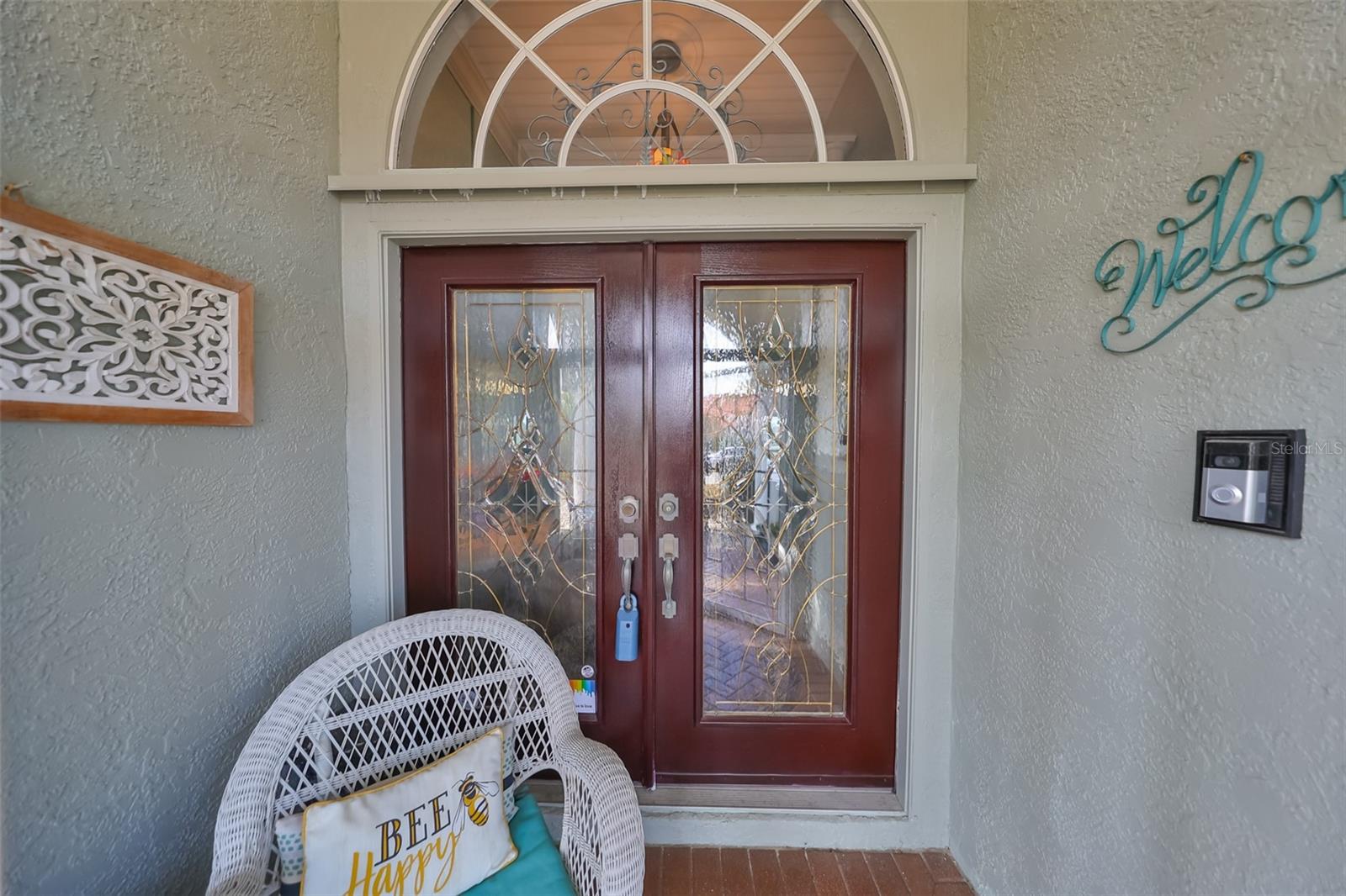 Front Double Entry Leaded Glass Doors