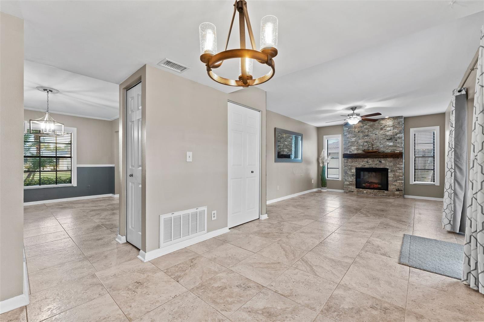 Sitting area with electric fireplace