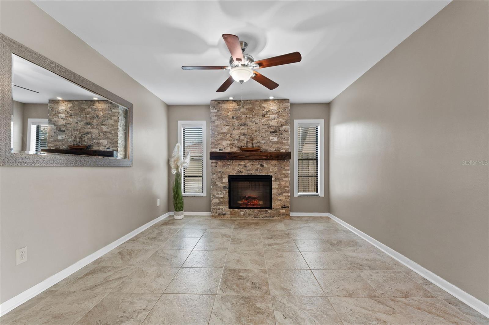 Sitting area with electric fireplace