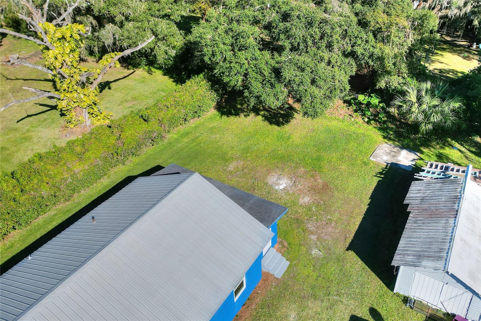 Aerial shot of backyard