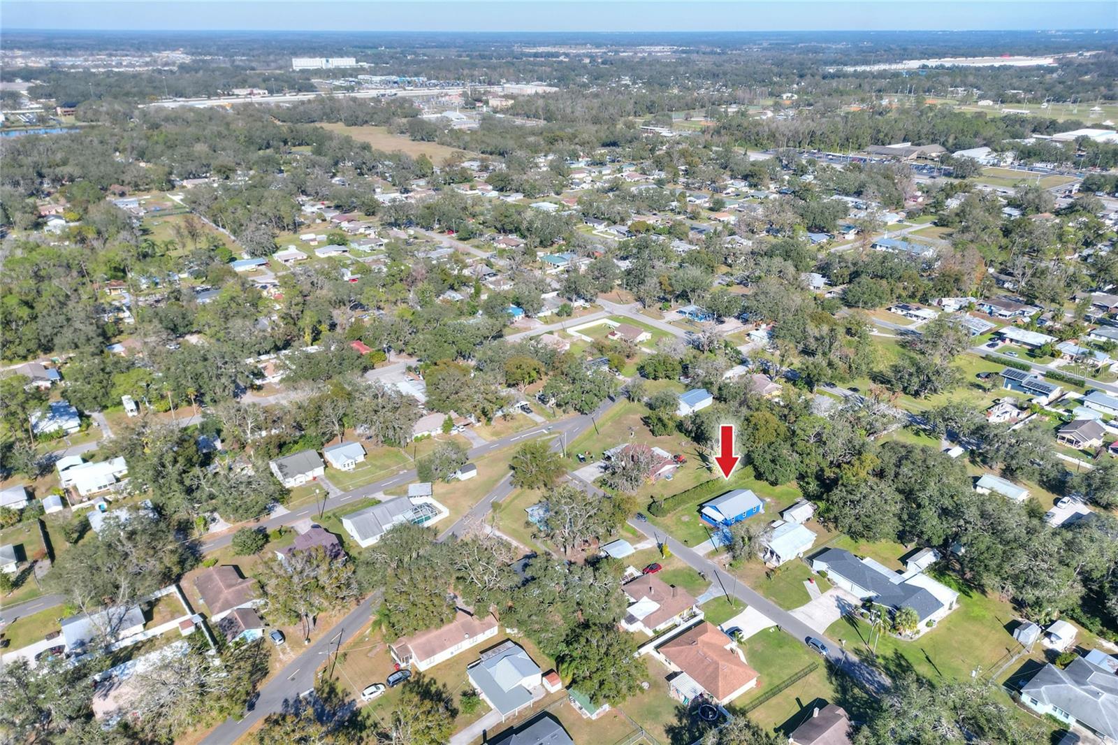 Aerial shot of property