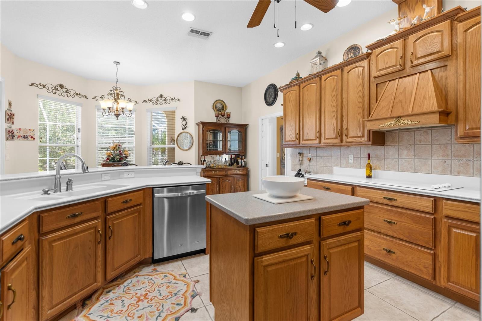 Large island kitchen with open floor plan.