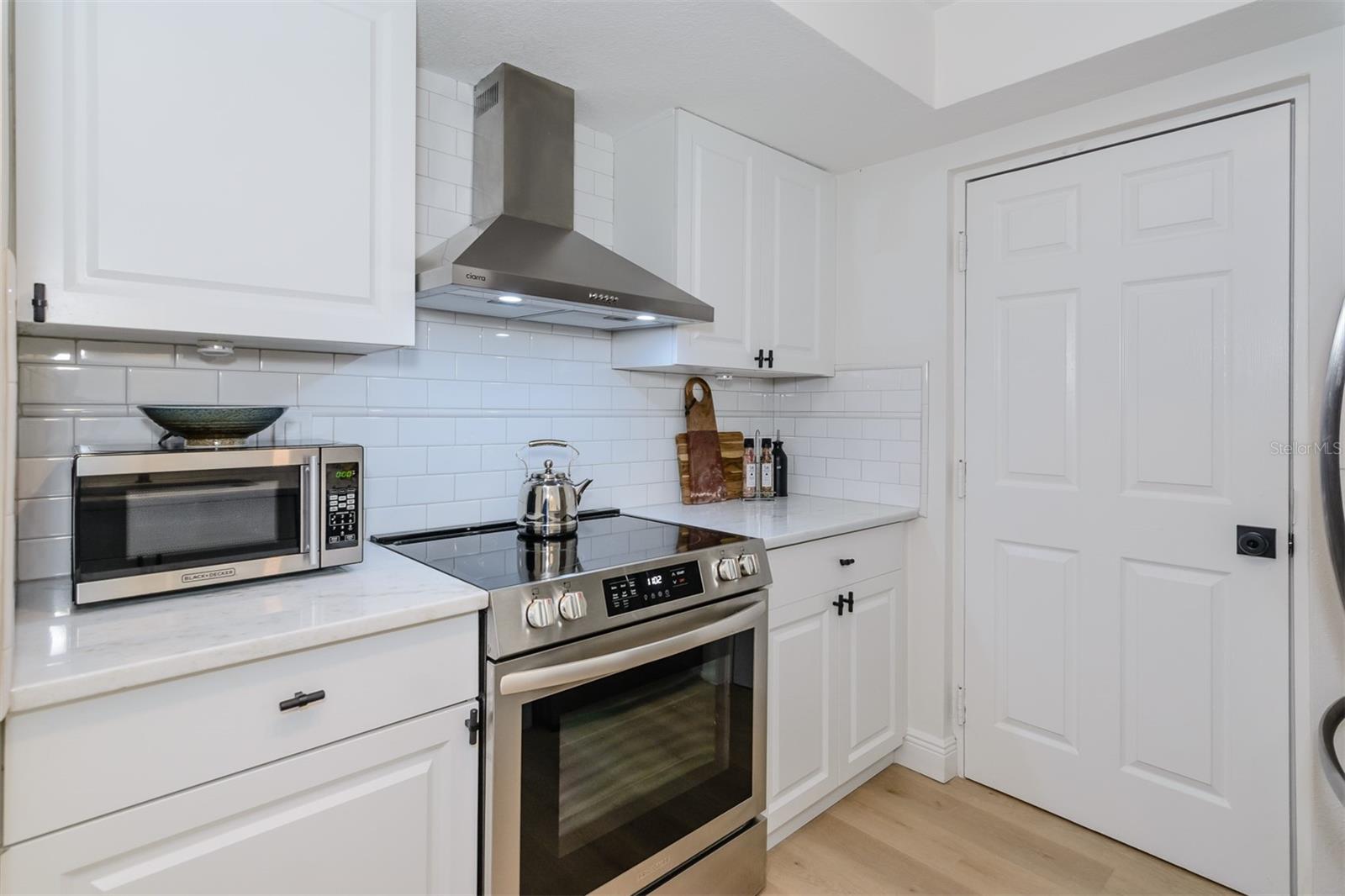 New stainless range and hood