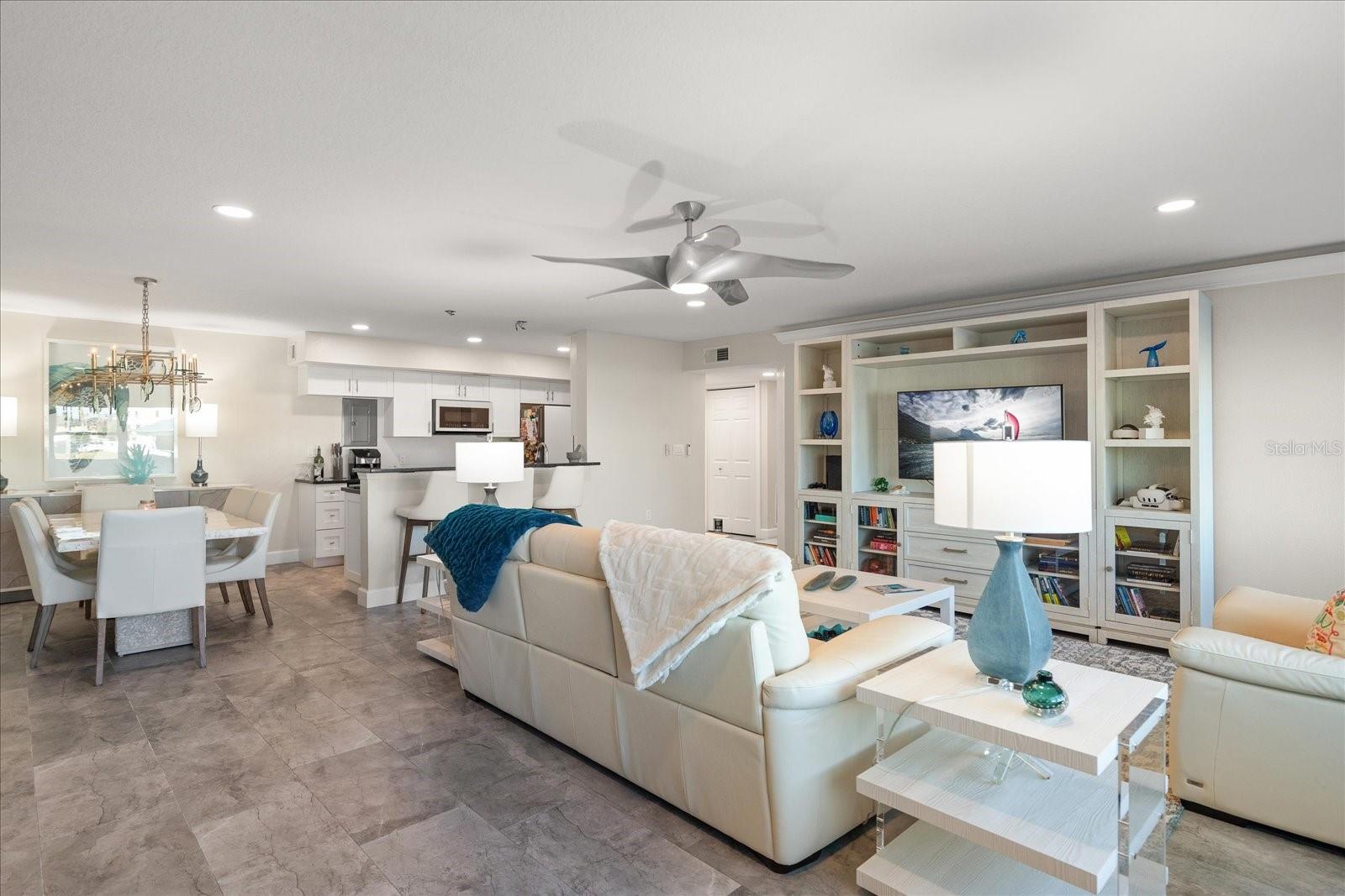 Living Room/view of kitchen & dining room