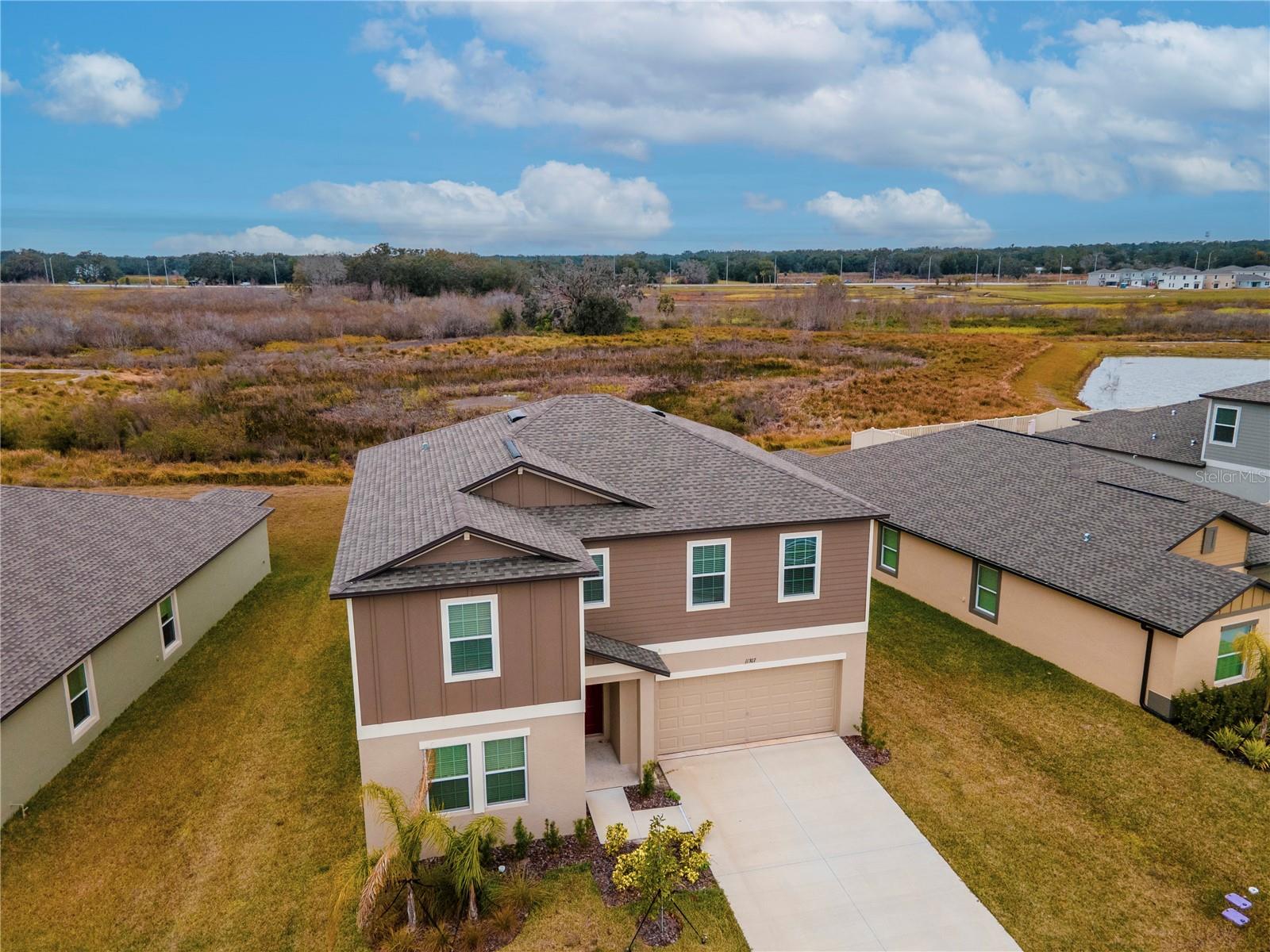 Aeria View of Home and Backyard Views