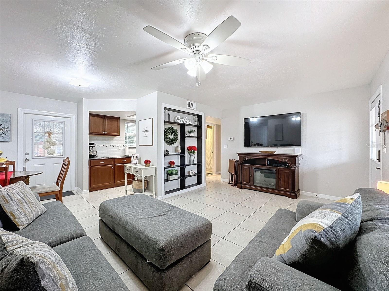 View of Living Room, Dining Room, Kitchen