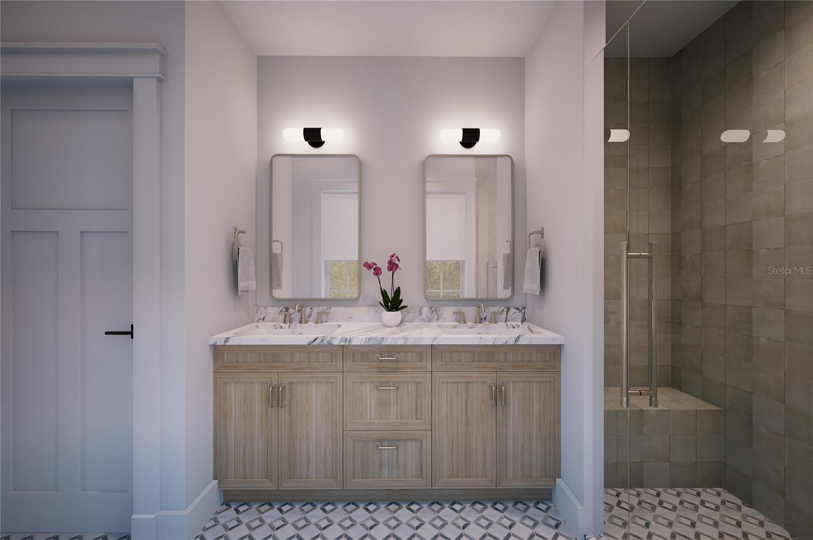 House C - Primary Bathroom with Double Vanity - 2nd Floor