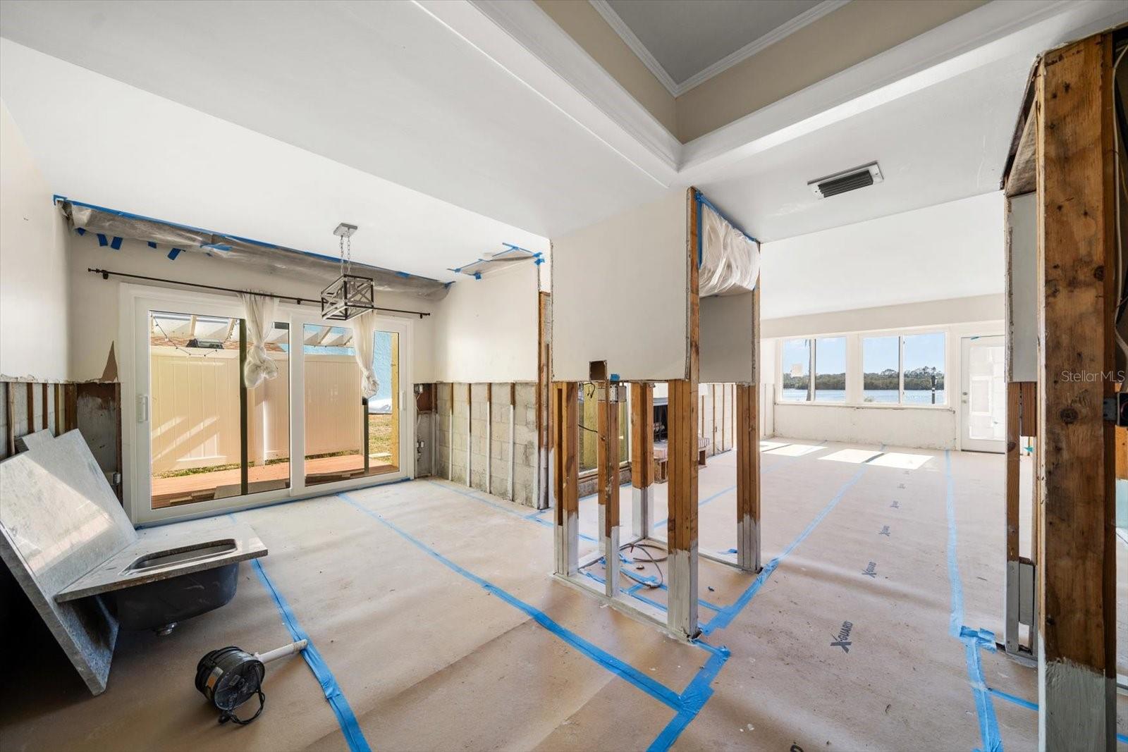 DINING ROOM TO PATIO DURING REMEDIATION