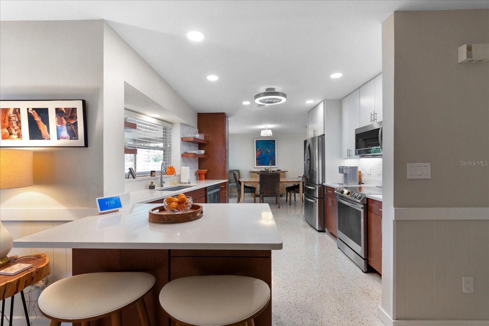 Counter seating in the kitchen.