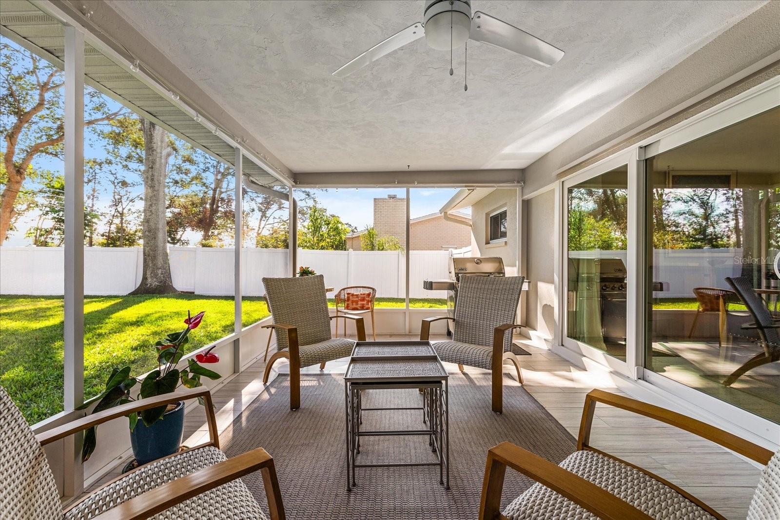 Lanai with impact-rated sliders to the dining room and the family room