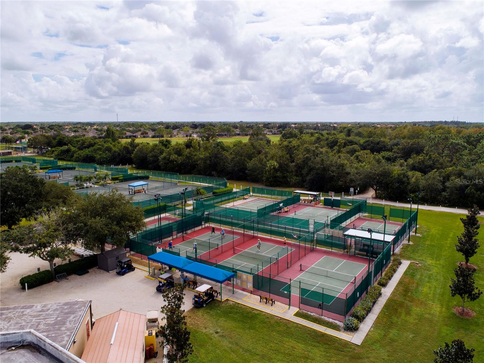 Aerial view of Tennis courts, Pickleball Courts,