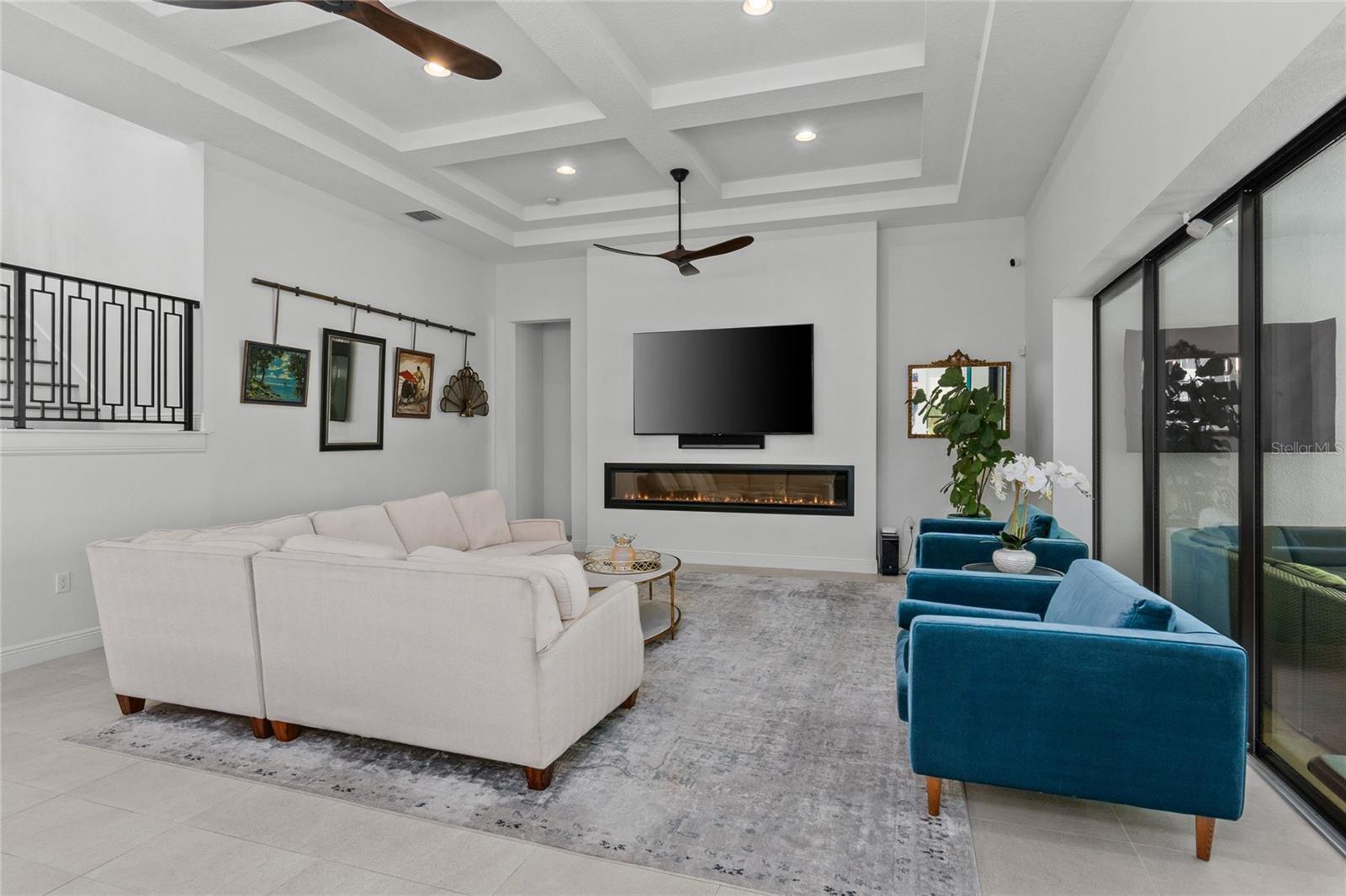 Family Room with stunning fireplace!