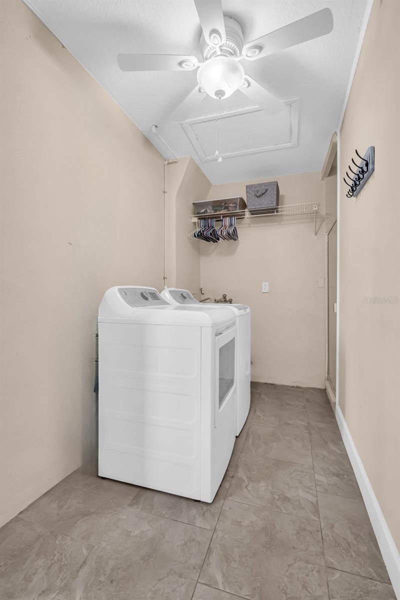 Laundry room off kitchen with utility sink~