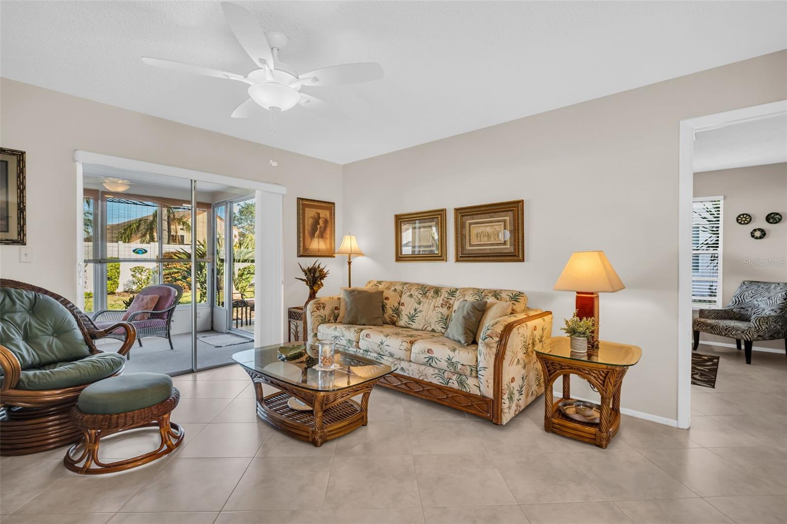 Sliding door access to the sunroom~