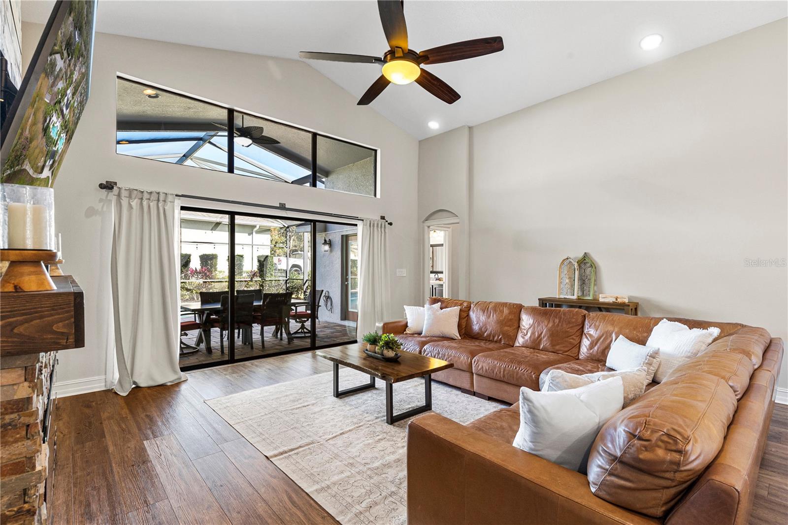 Living Room overlooks the pool!