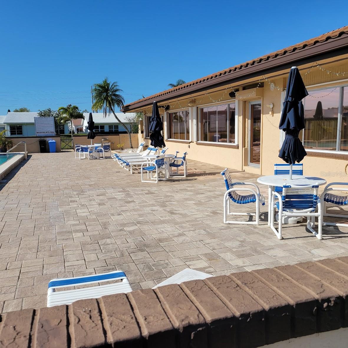 There is a large patio for sunbathing and relaxing with family and friends.