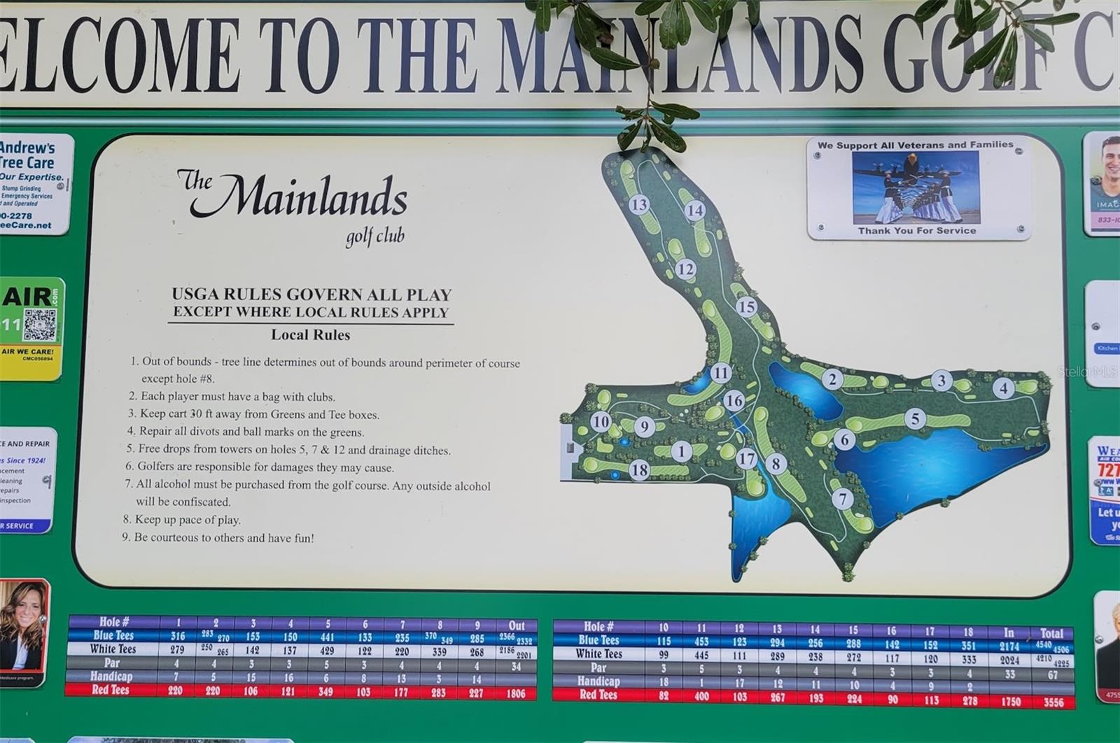 The Mainlands neighborhood circles this PUBLIC golf course.