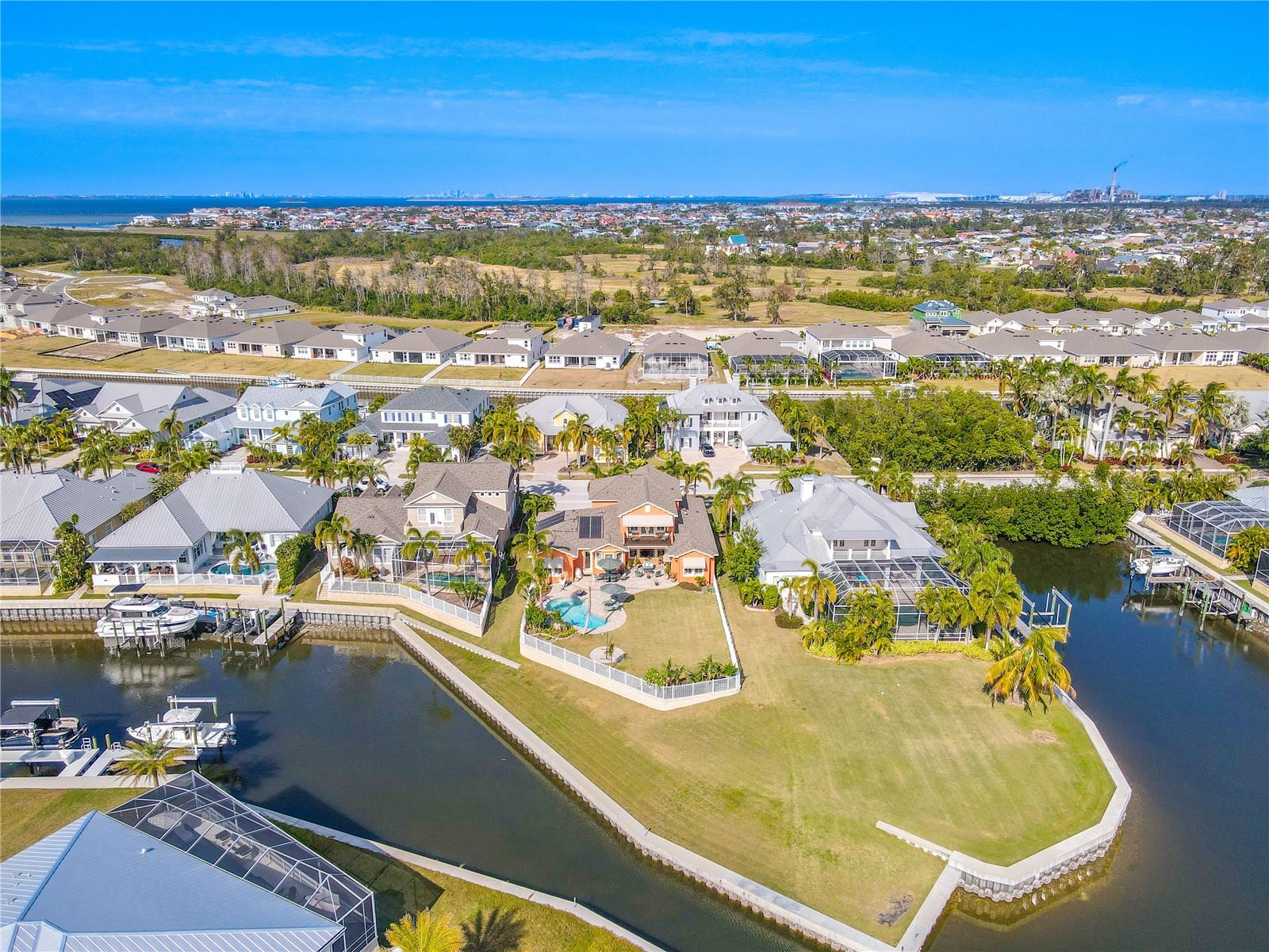 Overhead view. Launch your kayak from the backyard