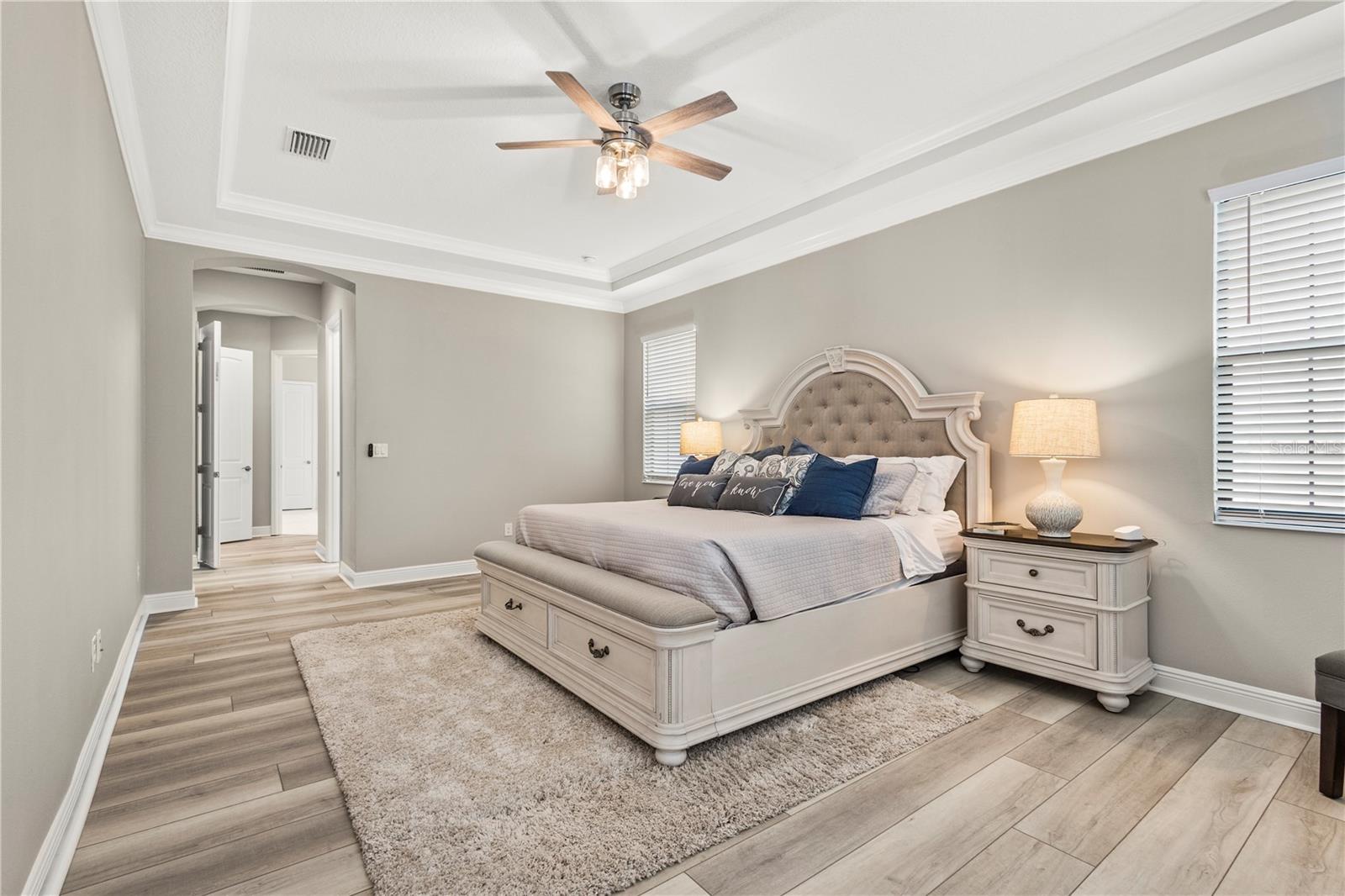 Primary Bedroom overlooking the pool with EN SUITE BATH