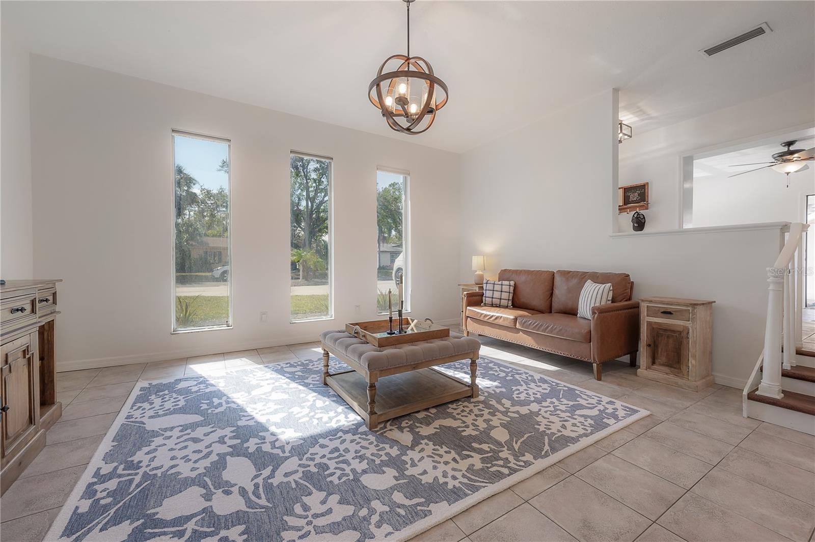 Oversized windows bring in lots of natural light