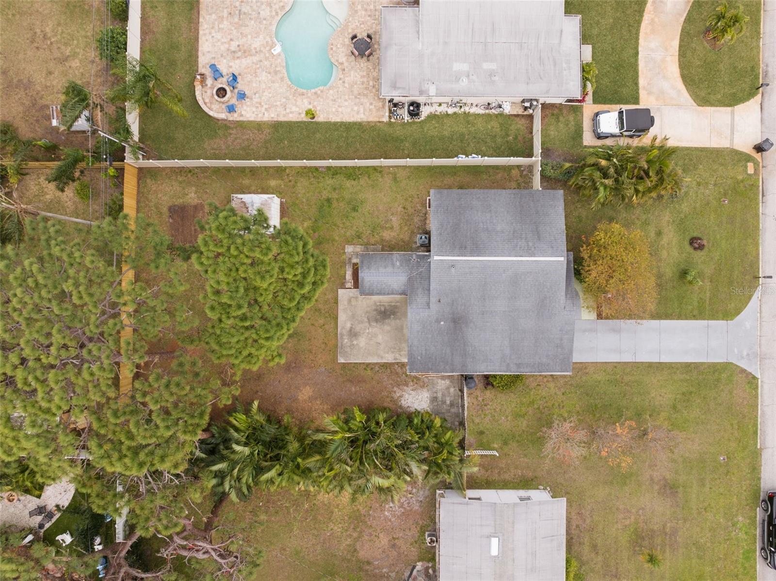 Oversized fenced in yard.