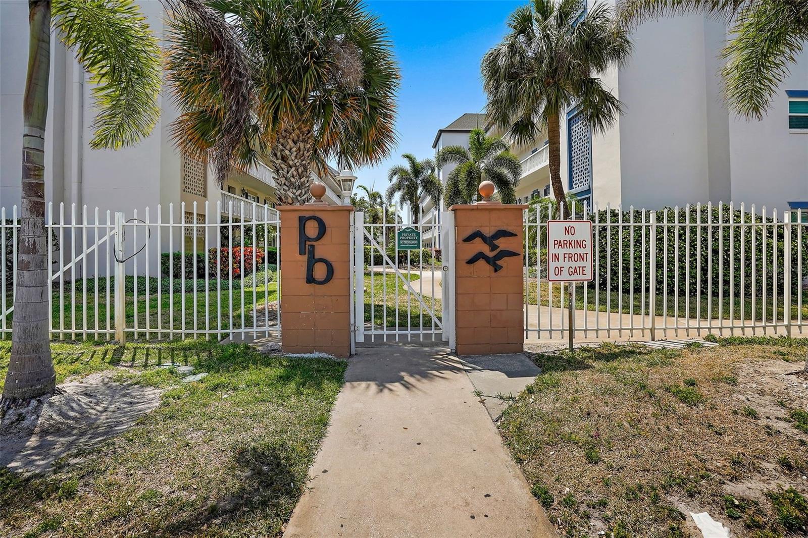 Locked gate to shops & restaurants