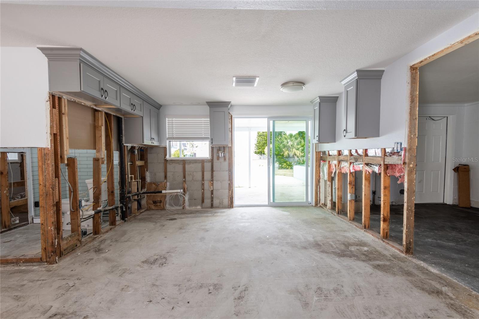 Kitchen area flows from the living room