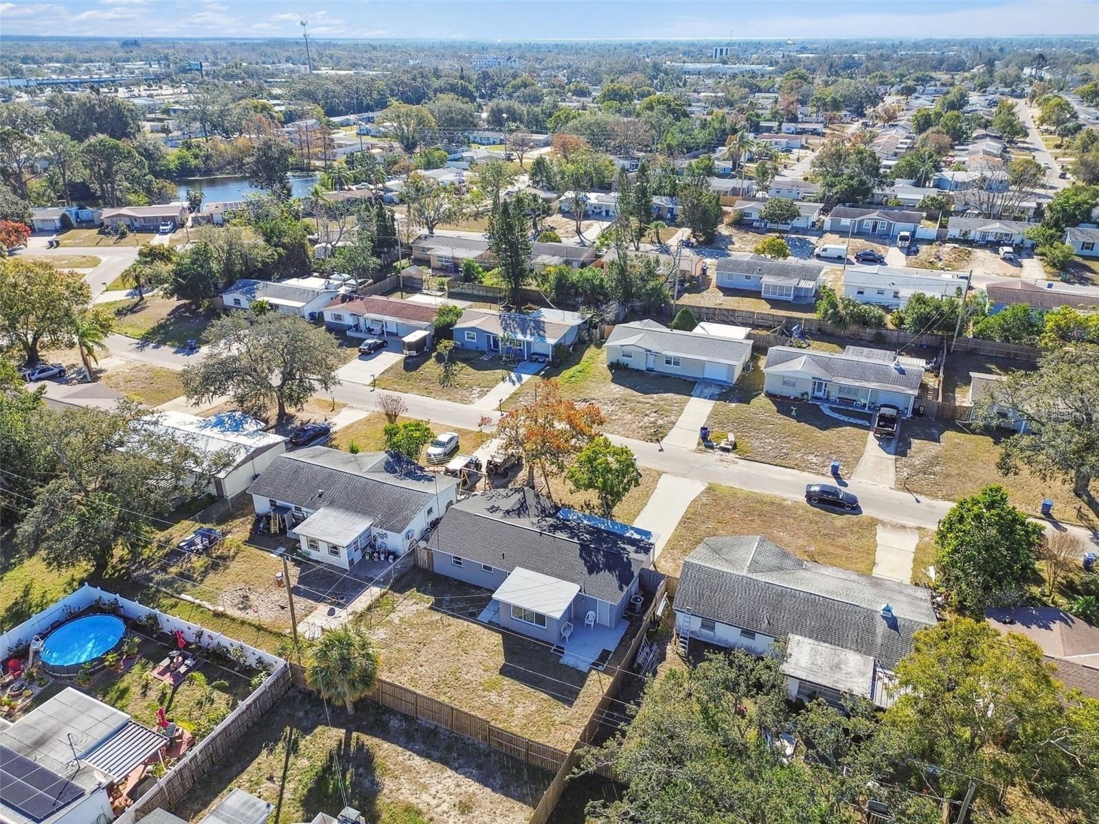 Overhead view of rear of property