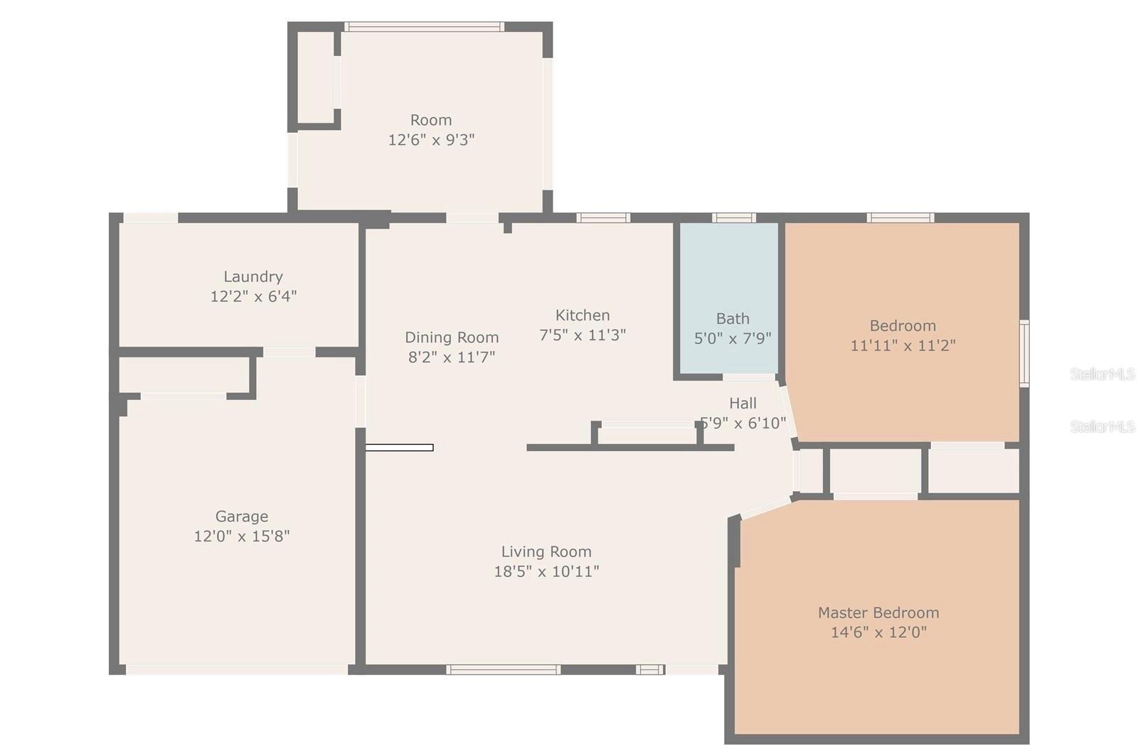 Estimated measurements on floor plan