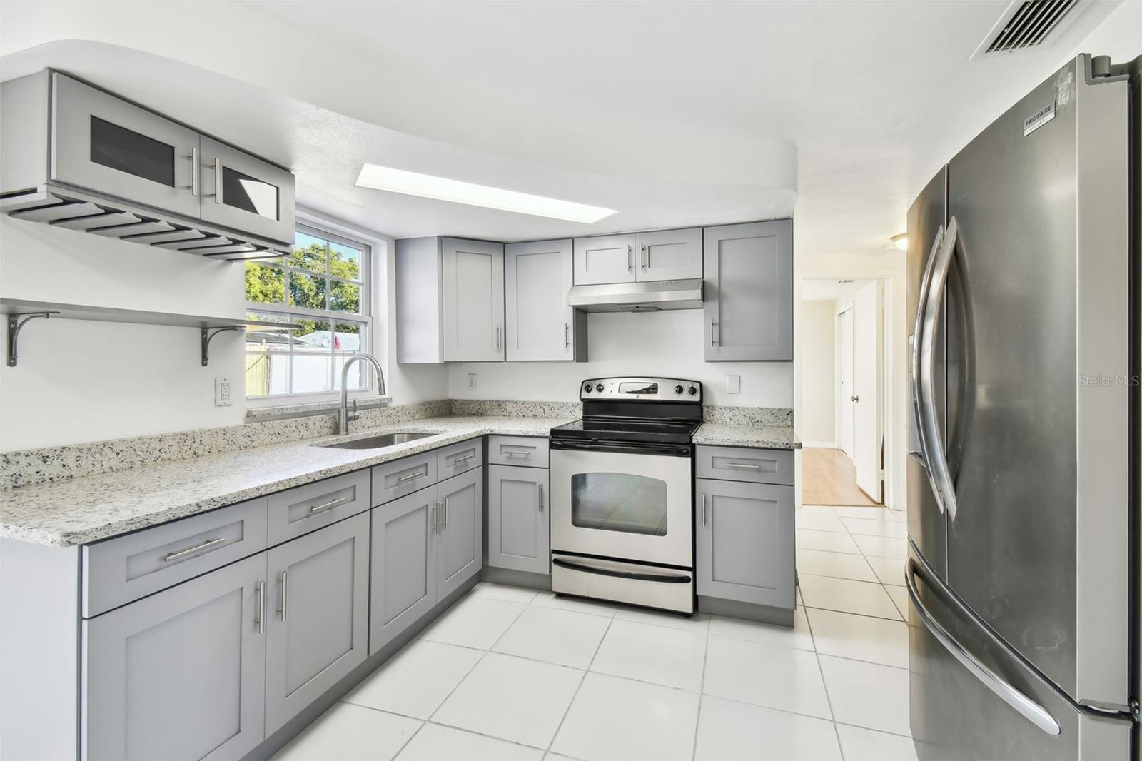 Kitchen with wine glass rack