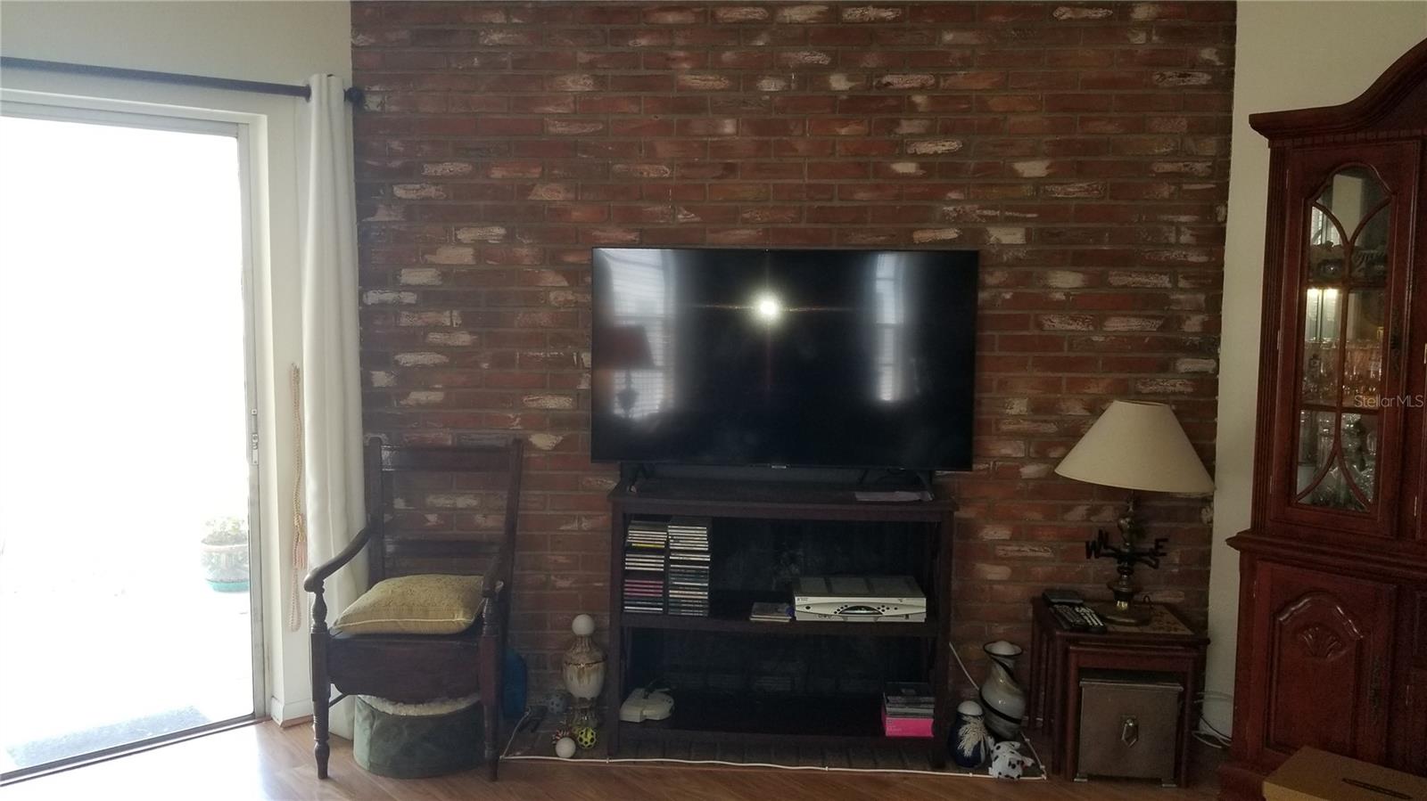 Fireplace behind TV Console