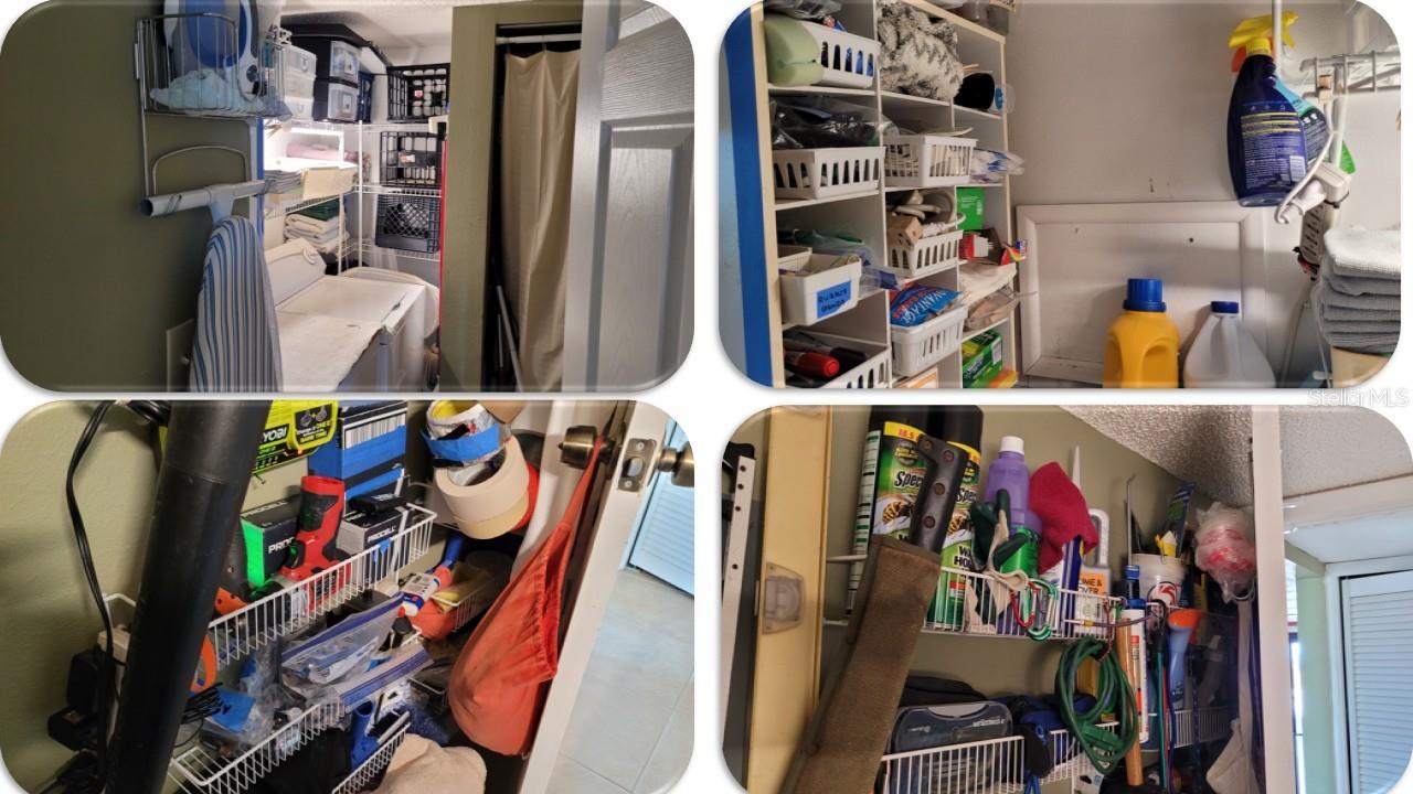 a door into the Laundry room with side by side W/D and all sorts of storage shelves and racks. The AC handler and HWH are also in this well-lit room.