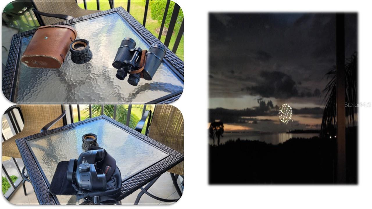 Binoculars are yet another a “must” have and one for each table so no one misses out. The Pièce de résistance is the annual 4th of July Tarpon Springs Fireworks display from nearby Sunset Beach for which you will have the best ever front row seat!