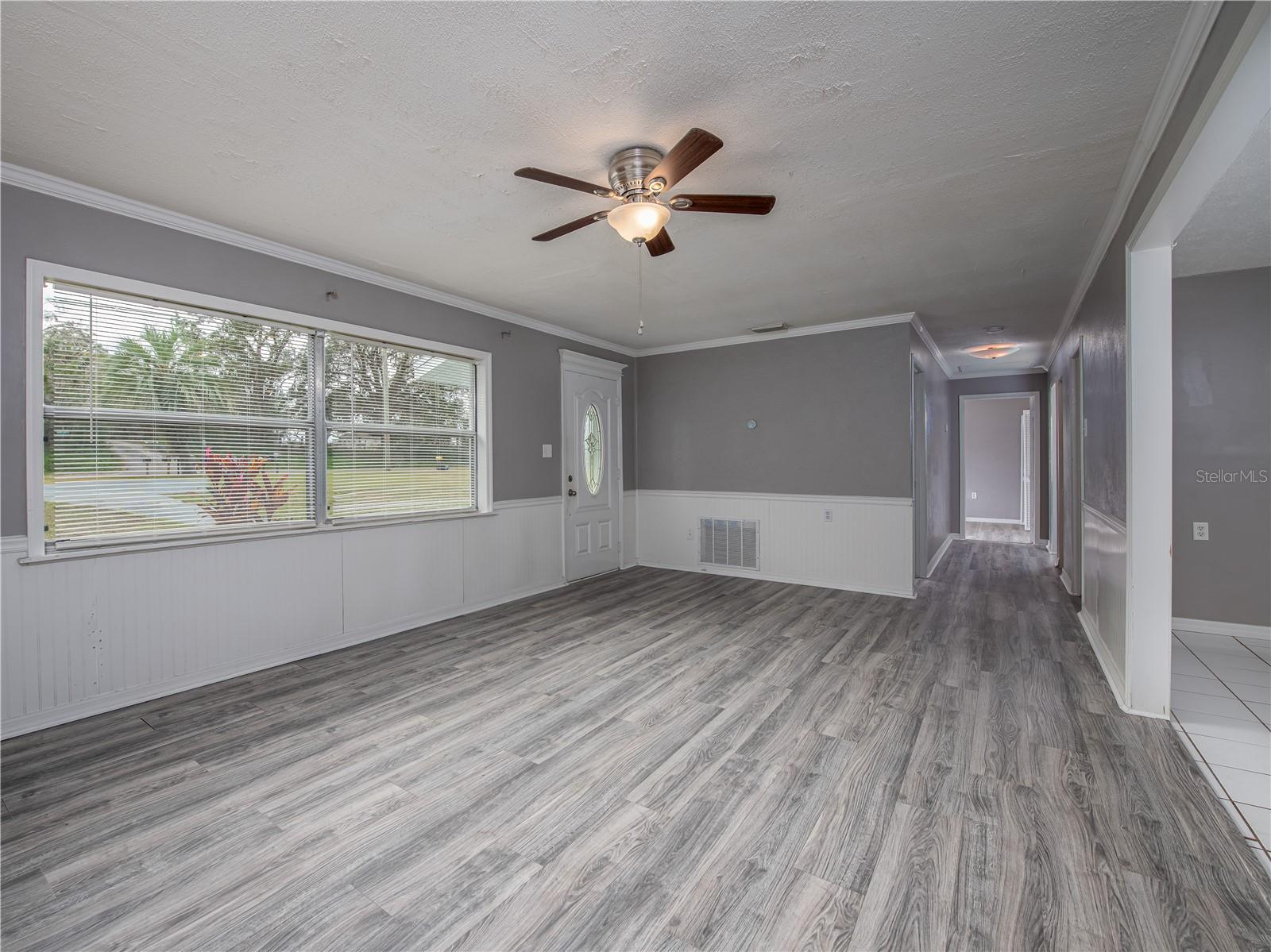 Living room with luxury vinyl plank