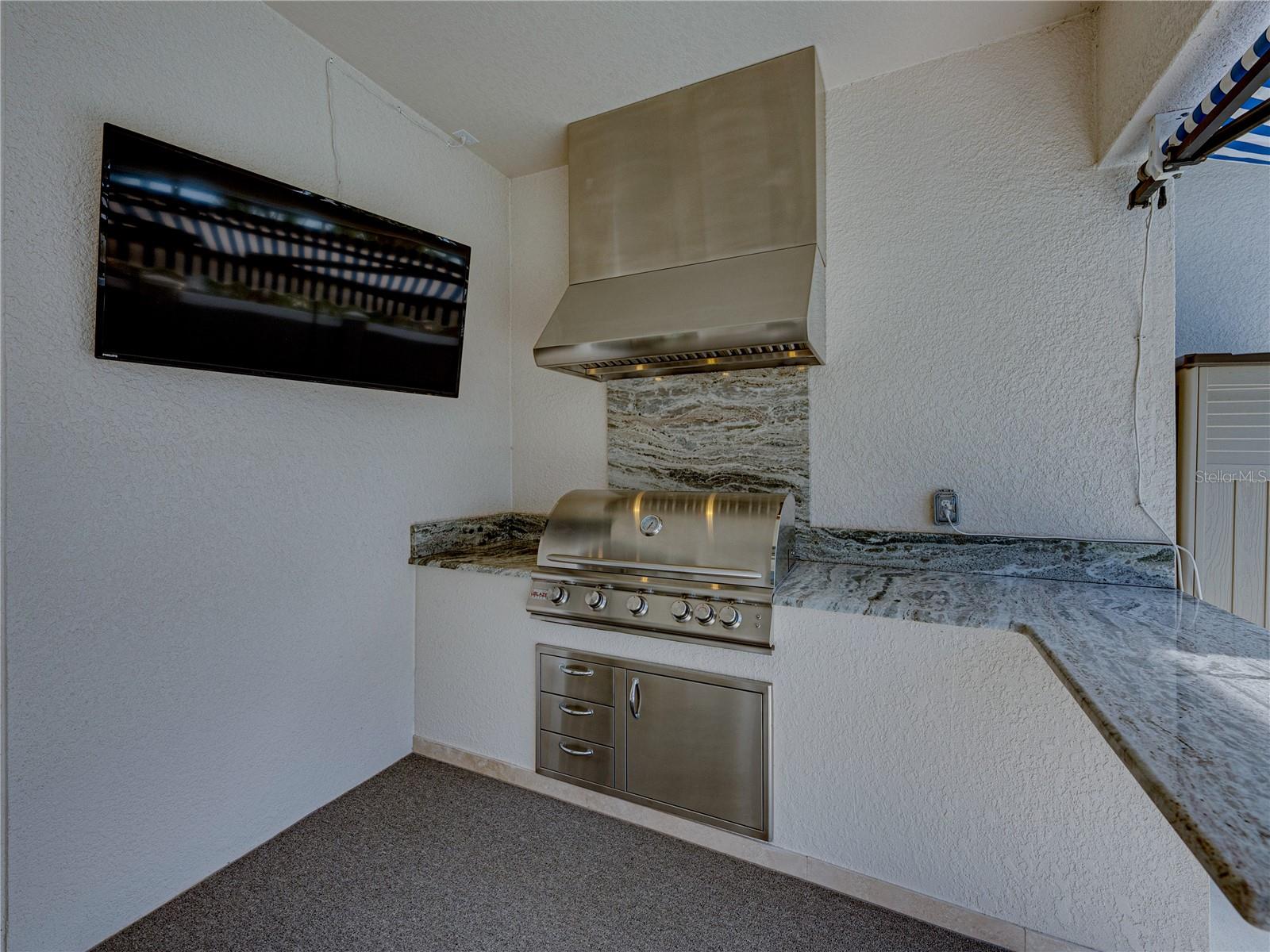 Custom Outdoor Kitchen, plumbed for a sink and electric ready for an outdoor refrigerator.