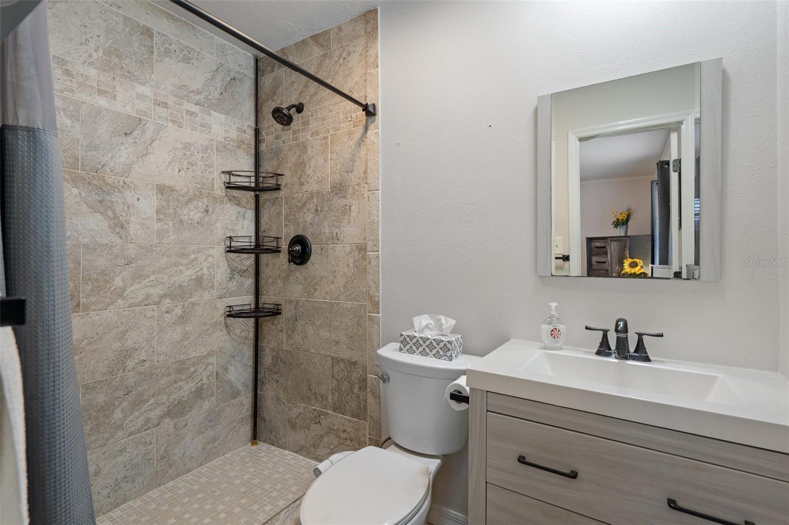 Updated Master Bath with Walk-in-Tiled Shower