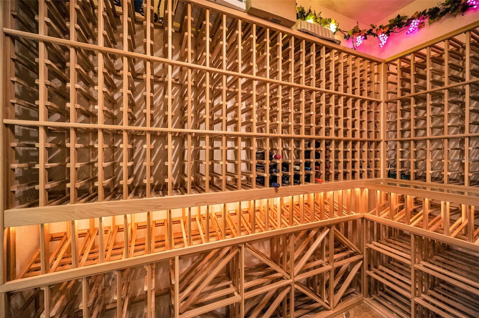 wine room which holds up to 1250 bottles of wine. temp controlled