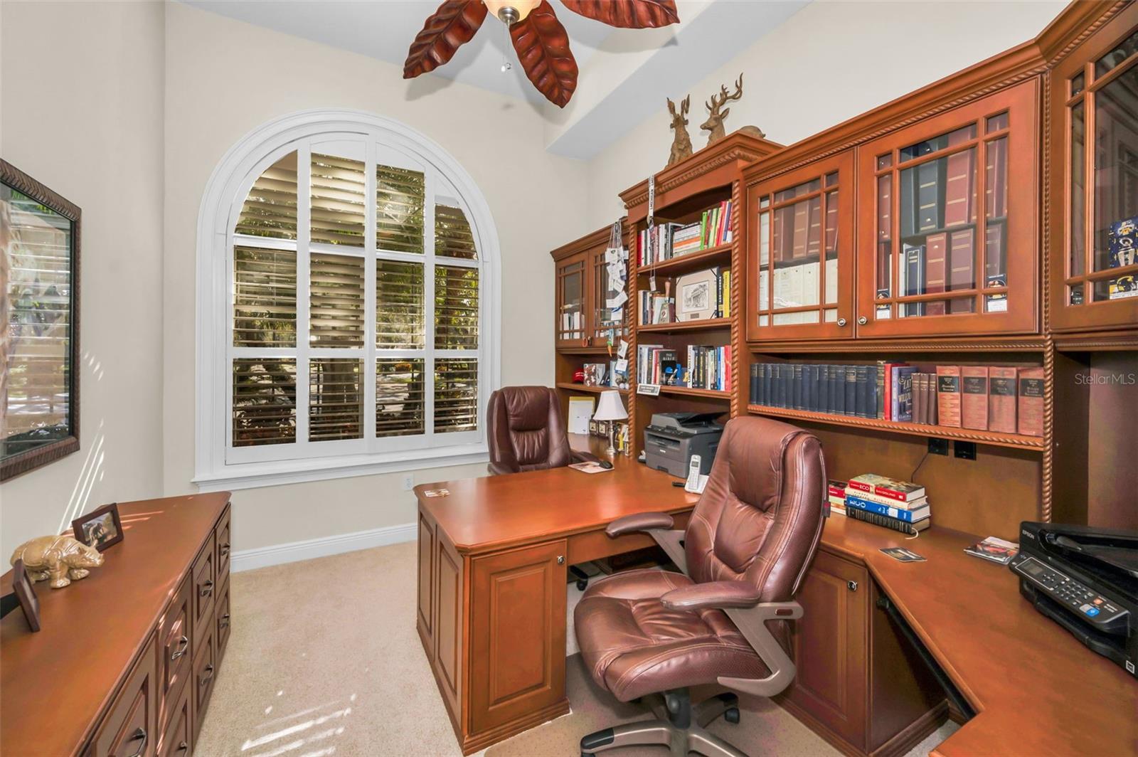 Office with custom cabinetry